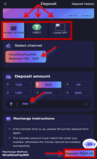 deposit method India
